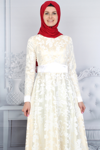 Dantelli Kemerli Abiye-3286 - Thumbnail