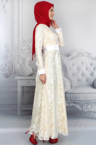 Dantelli Kemerli Abiye-3286 - Thumbnail