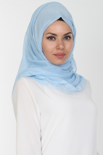 Modaebva - Defne Dantelli şal -503 bebe mavisi
