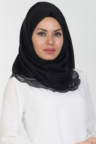 Modaebva - Defne Dantelli Şal-503Siyah