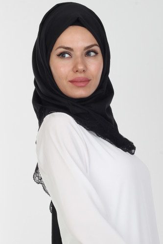 Modaebva - Defne Dantelli Şal-503Siyah (1)