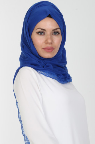 Modaebva - Defne Dantelli Şal-503Saks (1)
