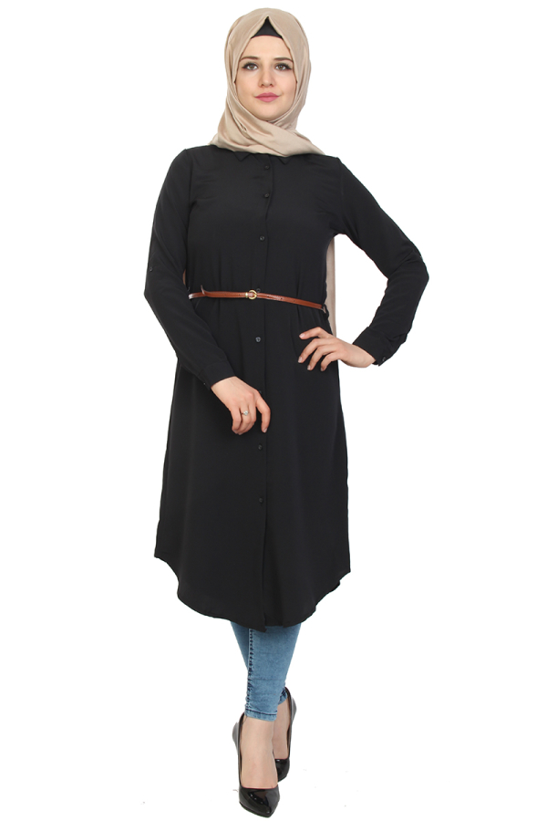 Deri Kemerli Tunik-Siyah1007