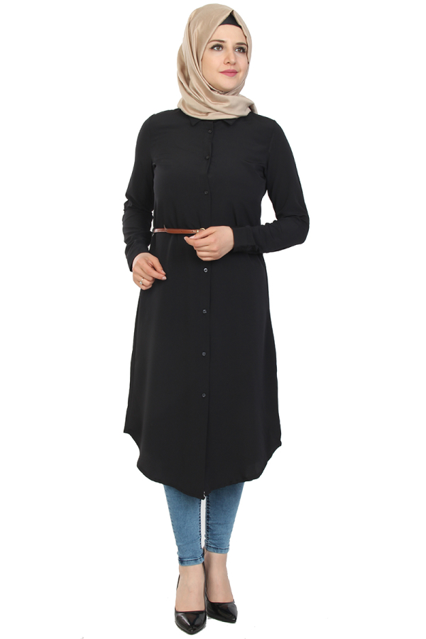 Deri Kemerli Tunik-Siyah1007