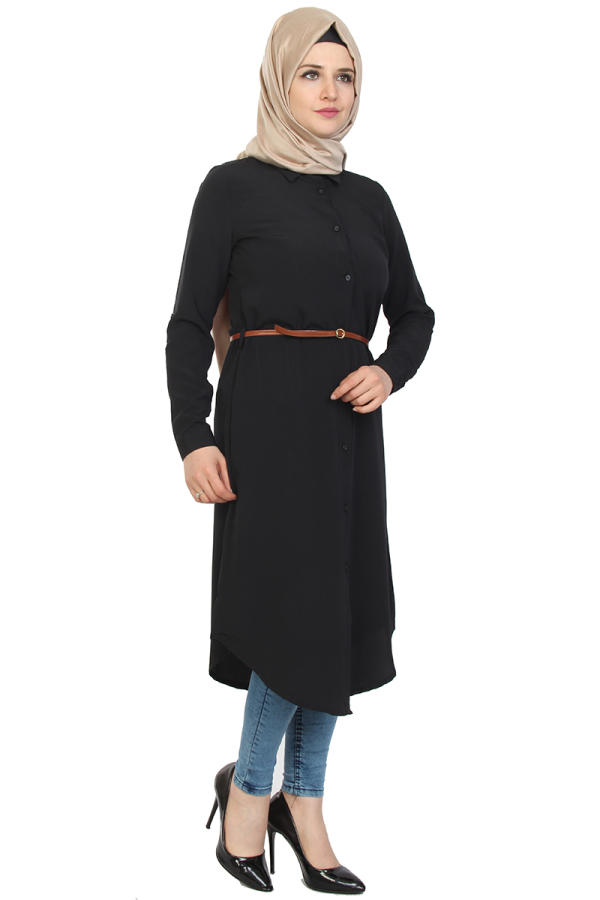 Deri Kemerli Tunik-Siyah1007