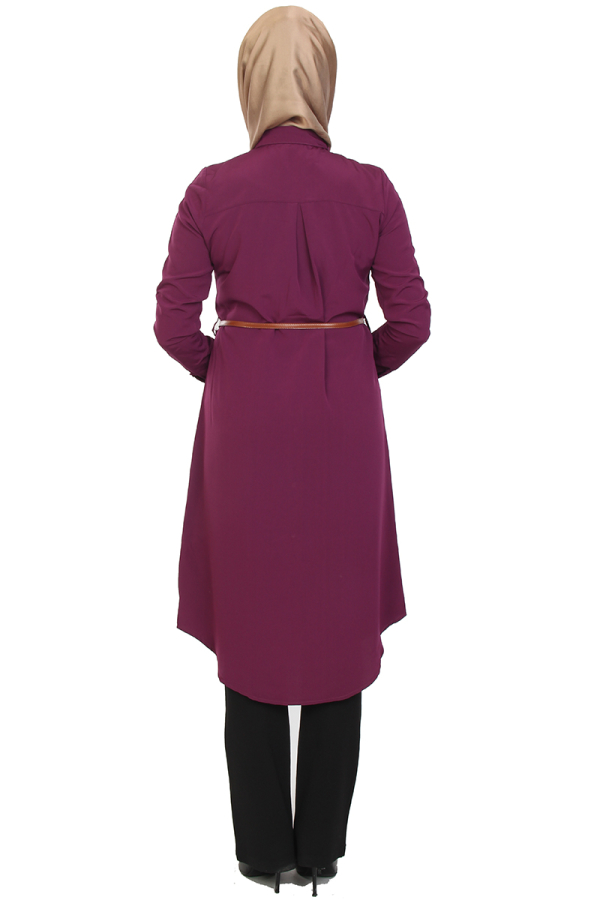 Deri Kemerli Tunik-Mürdüm1007
