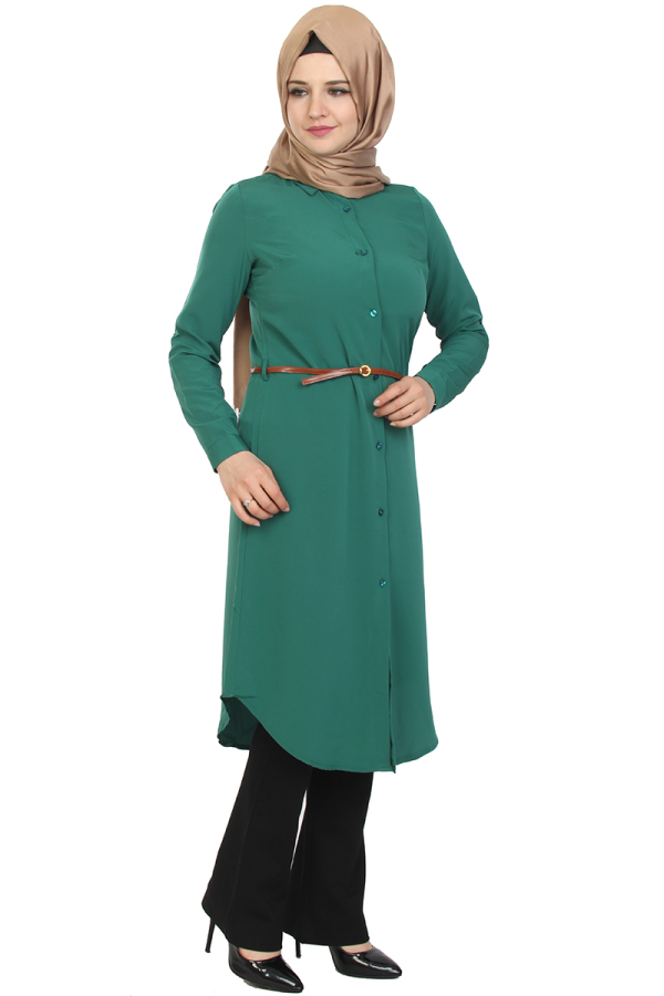 Deri Kemerli Tunik-Yeşil1007