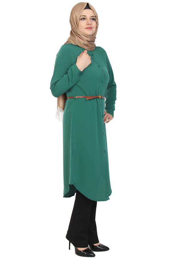 Deri Kemerli Tunik-Yeşil1007