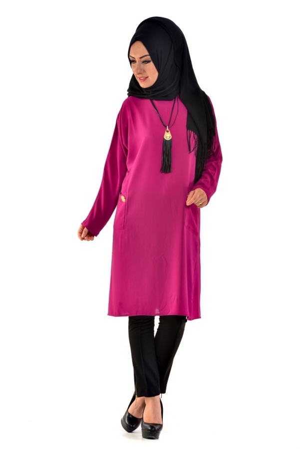 Duay Kolyeli Tunik Mürdüm-F541