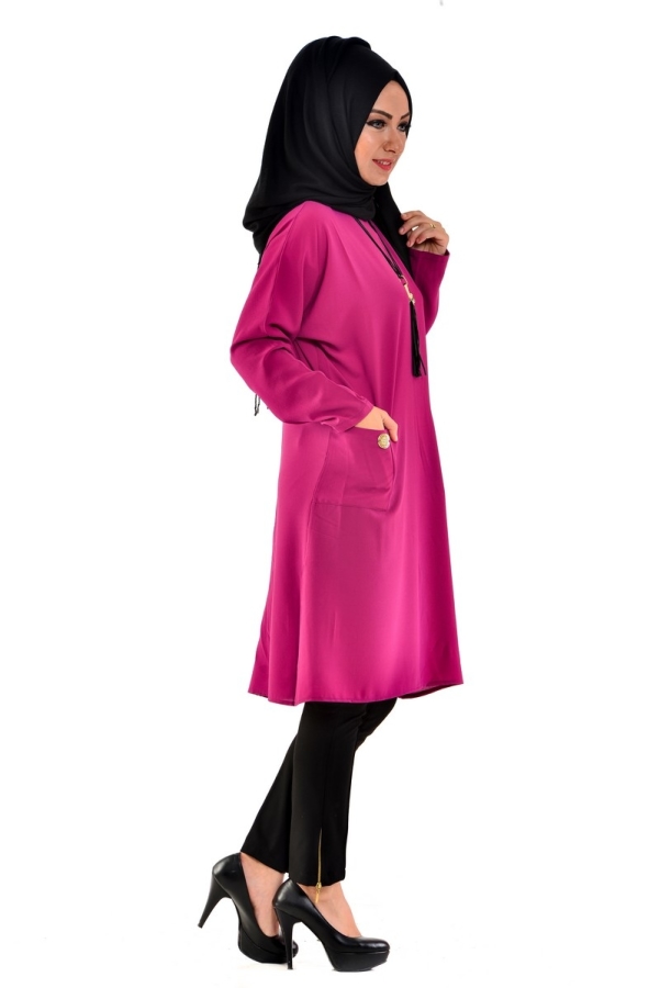 Duay Kolyeli Tunik Mürdüm-F541