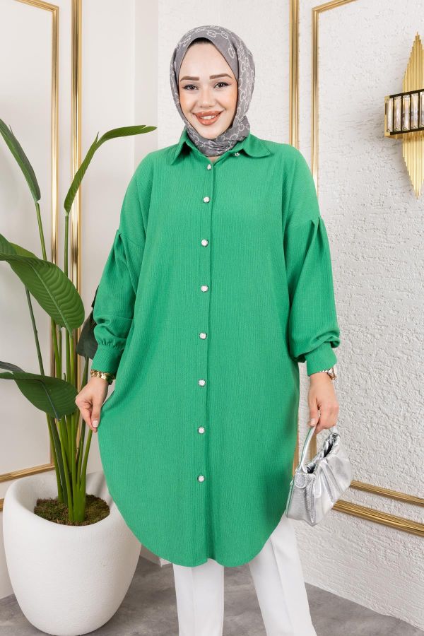 Düşük Kollu SalaşTunik-3034 Benetton yeşili