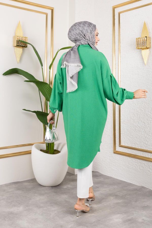 Düşük Kollu SalaşTunik-3034 Benetton yeşili