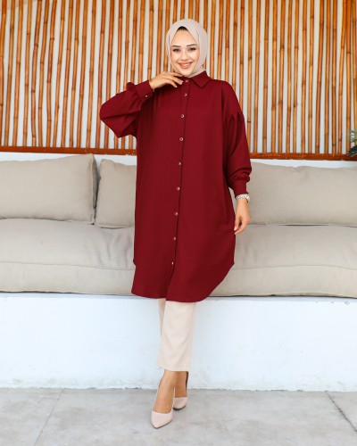 Modaebva - Düşük Kollu SalaşTunik-3034 Bordo