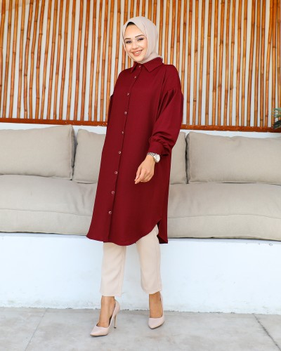 Modaebva - Düşük Kollu SalaşTunik-3034 Bordo (1)