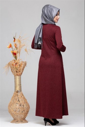 Ecrin Cepli Fermuarlı Ferace-1002 Bordo - 4