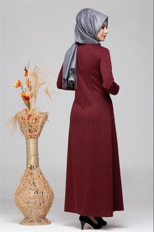 Ecrin Cepli Fermuarlı Ferace-1002 Bordo - 4