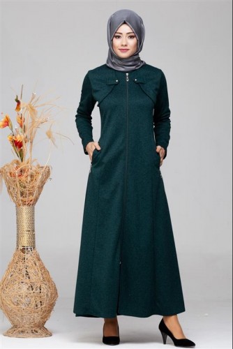 Ecrin Cepli Fermuarlı Ferace-1002 Zümrüt - 1