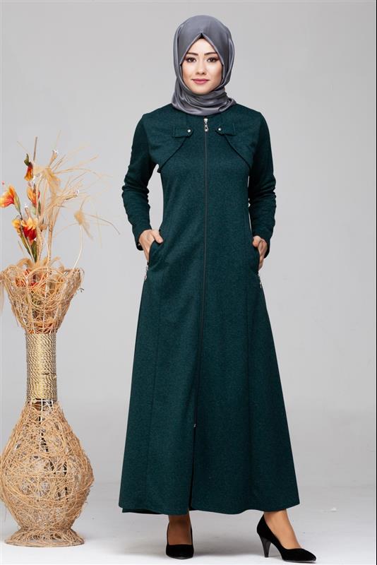 Ecrin Cepli Fermuarlı Ferace-1002 Zümrüt - 1