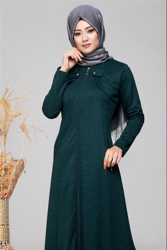 Ecrin Cepli Fermuarlı Ferace-1002 Zümrüt - 2