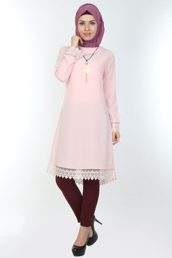 Esra Kolyeli Tunik-0535Pudra