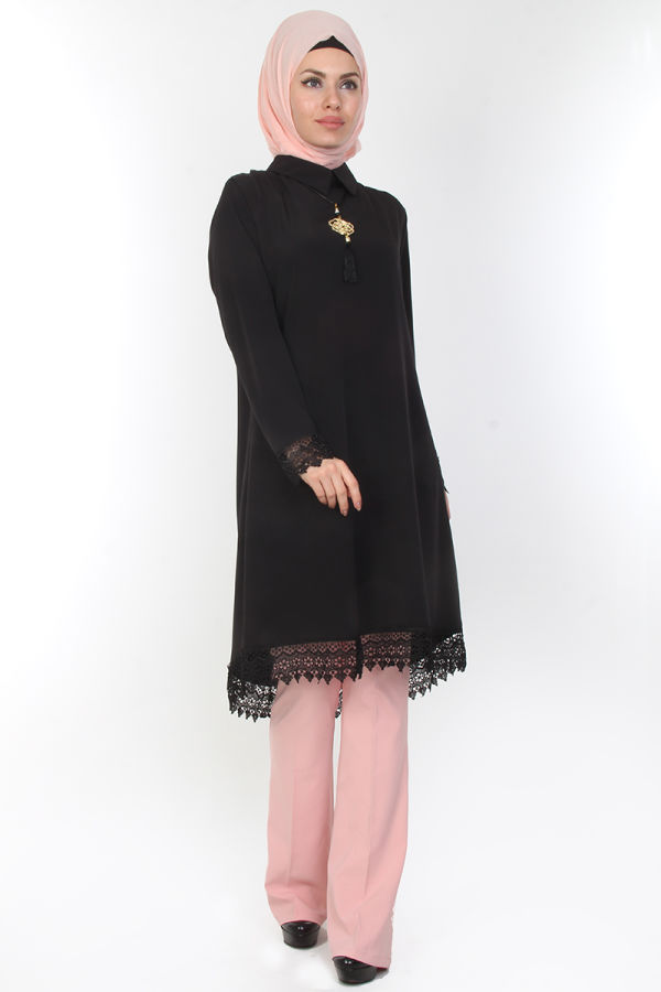 Esra Kolyeli Tunik-0535Siyah