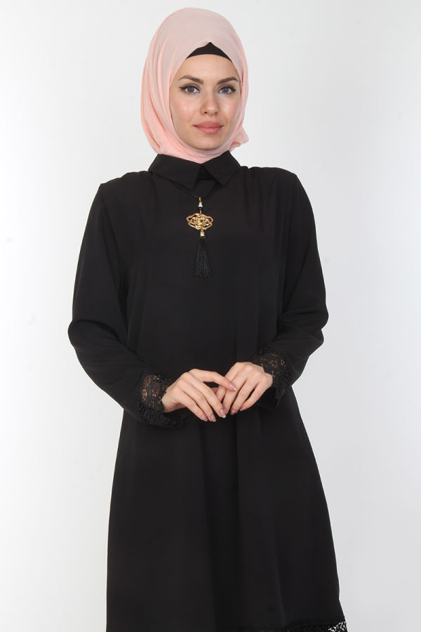 Esra Kolyeli Tunik-0535Siyah