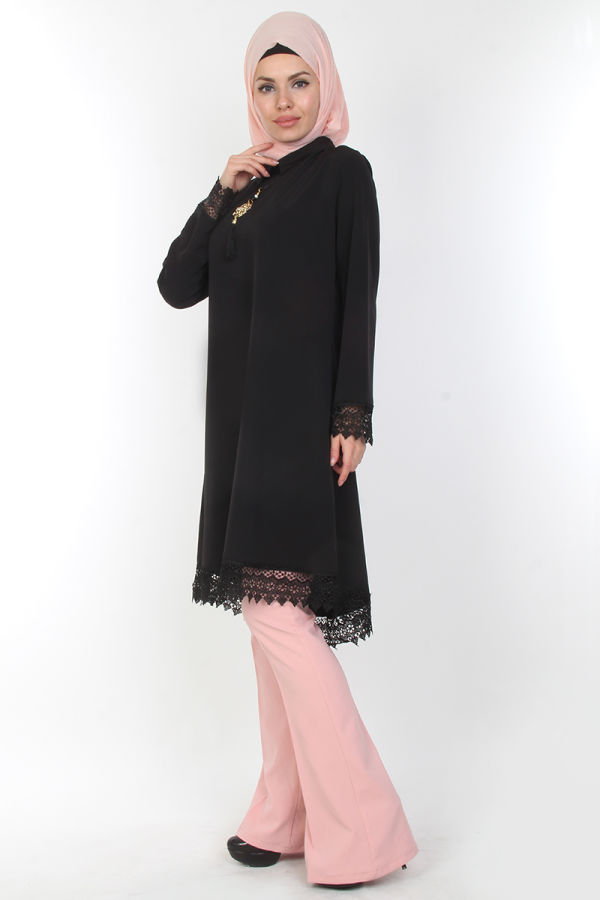 Esra Kolyeli Tunik-0535Siyah