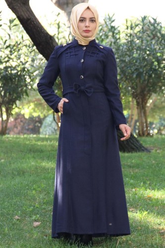 Fiyonk Kemerli Kaşe Pardesü-4707Laci - Modaebva (1)