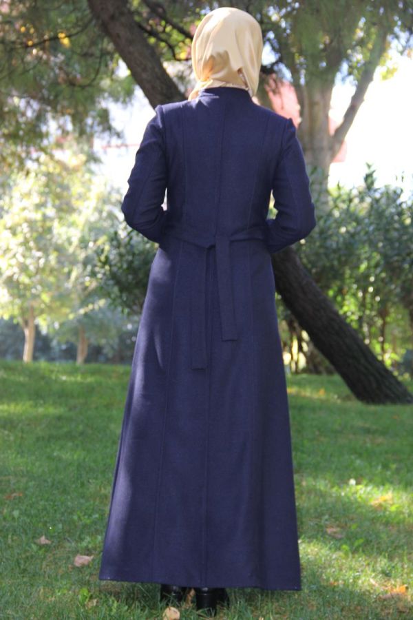 Fiyonk Kemerli Kaşe Pardesü-4707Laci - 3