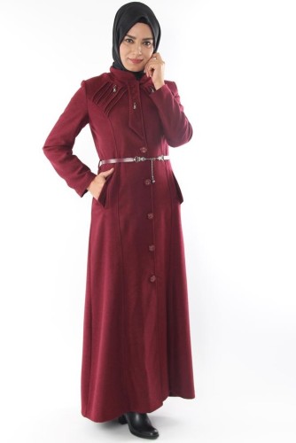 Hakim Yaka Kaşe Pardesü-Bordo 4245 - Modaebva (1)