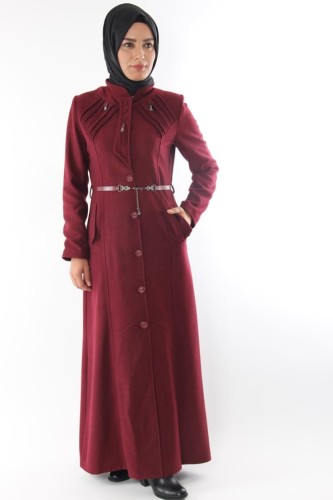 Hakim Yaka Kaşe Pardesü-Bordo 4245 - 3