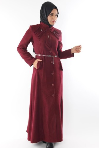 Hakim Yaka Kaşe Pardesü-Bordo 4245 - 4
