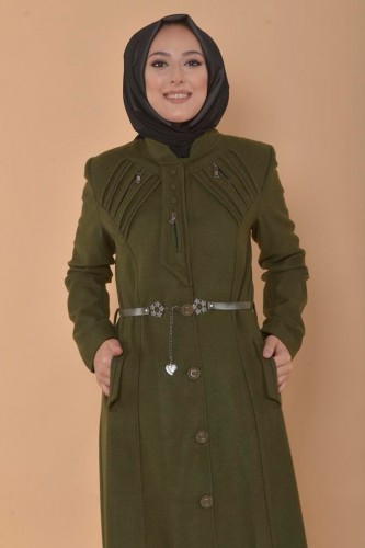 Hakim Yaka Kaşe Pardesü -Yeşil 4245 - Modaebva (1)