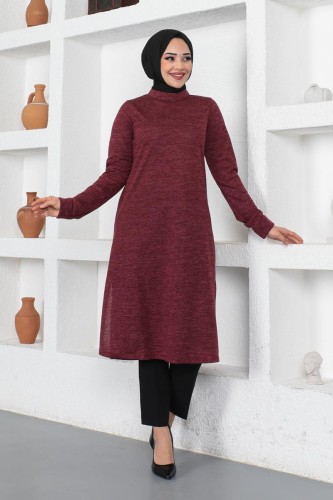 Modaebva - Hakim Yaka Tunik-3117 Bordo