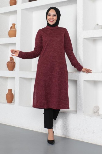 Modaebva - Hakim Yaka Tunik-3117 Bordo (1)