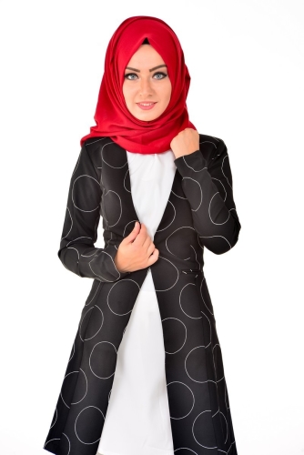 Halka Siyah Ceket 5068 - Thumbnail
