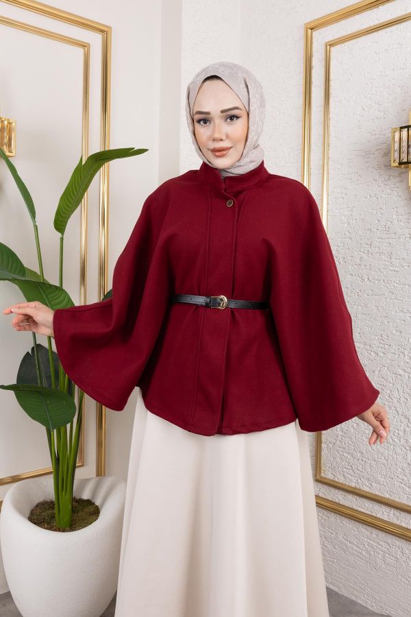 İthal Kaşe Panço-6061 Bordo