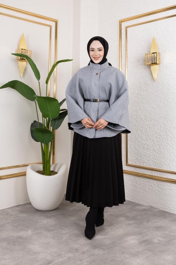 İthal Kaşe Panço-6061 Gri
