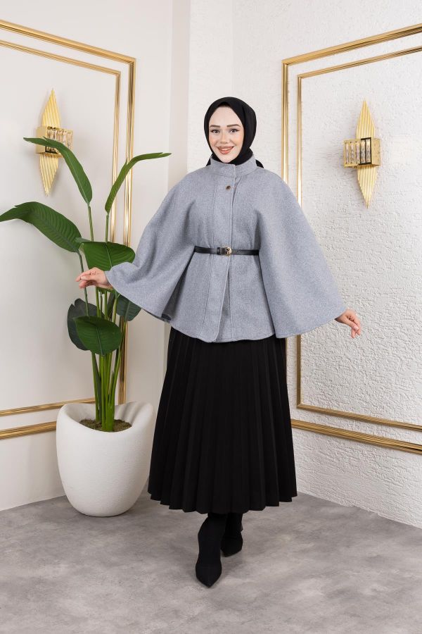 İthal Kaşe Panço-6061 Gri