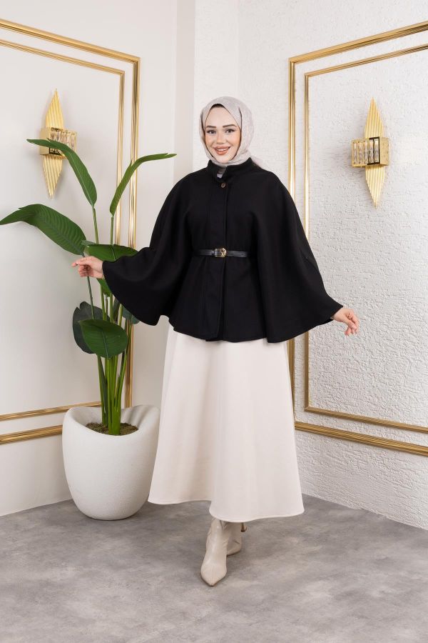 İthal Kaşe Panço-6061 Siyah