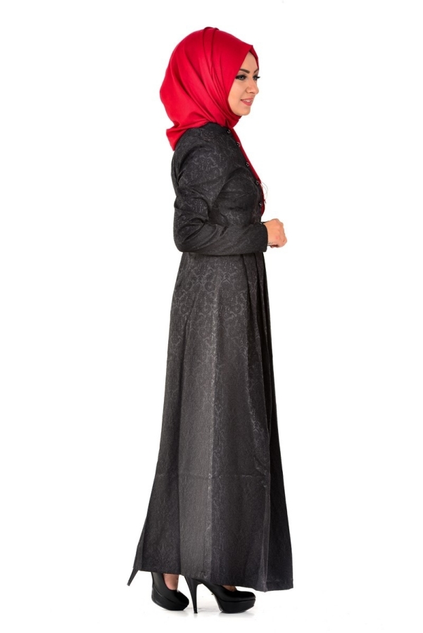 Jakarlı Elbise Siyah-2016
