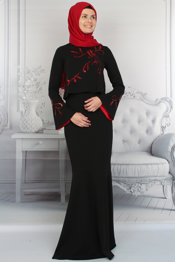 Kolları Volanlı Balık Abiye-0023