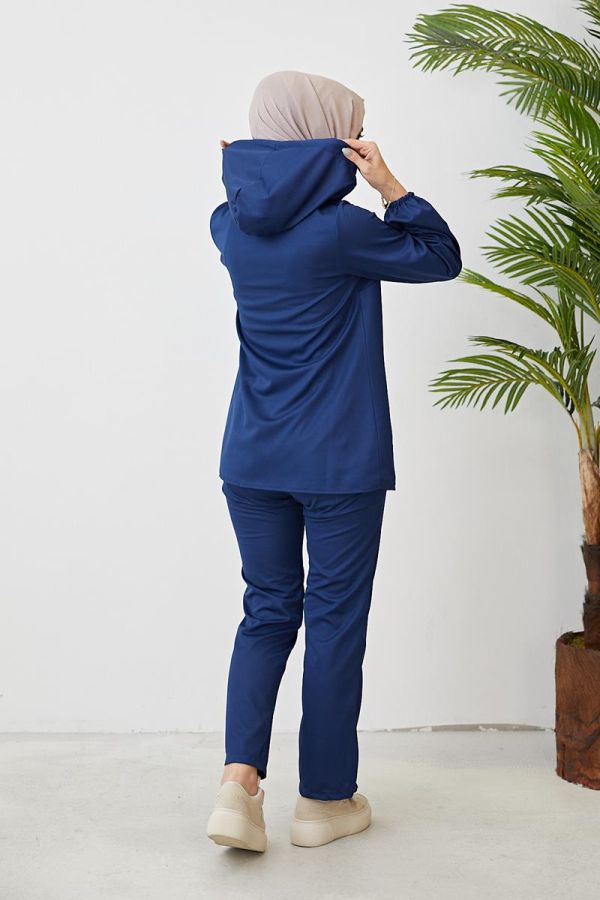 Kolu Lastikli Cep Detaylı Takım-3076 İndigo - 6