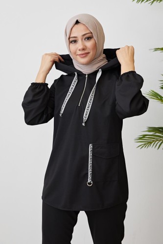 Kolu Lastikli Cep Detaylı Takım-3076 Siyah - 2