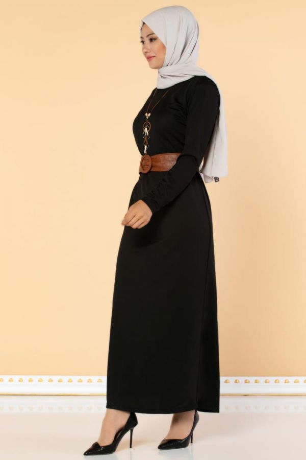  Kolyeli Elbise-2036 Siyah - 3