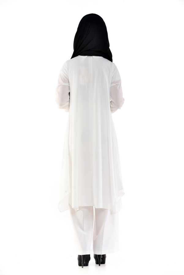 Kolyeli Mevlana Tunik Beyaz-9020