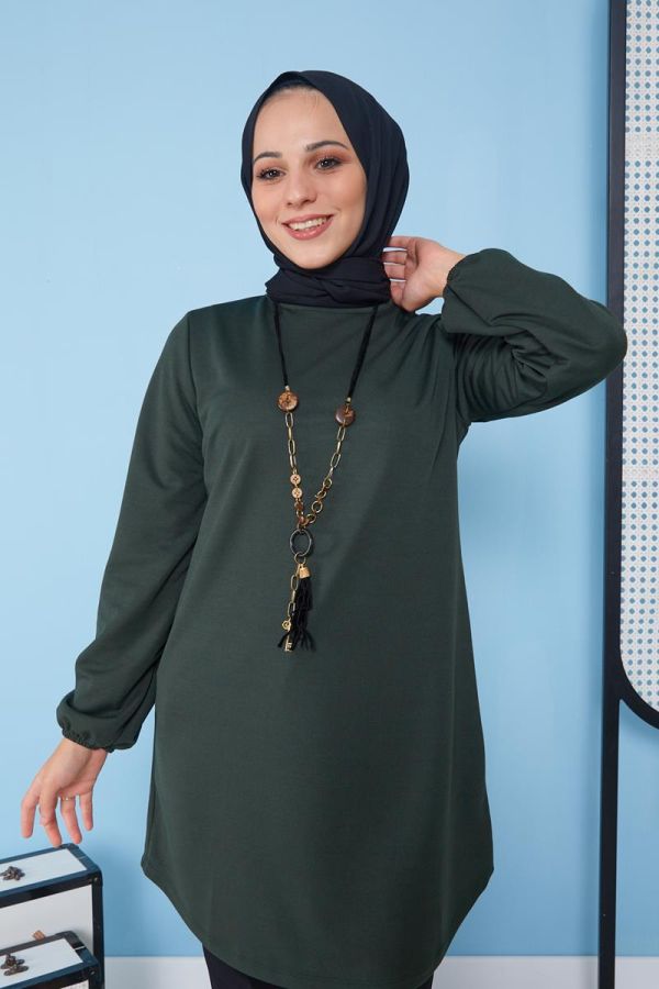 Kolyeli Tunik-3103 Hakiyeşili