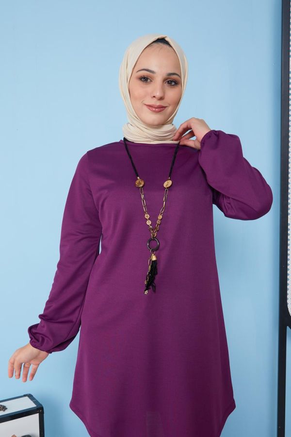 Kolyeli Tunik-3103 Mor