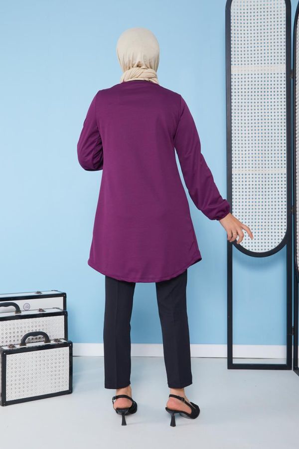 Kolyeli Tunik-3103 Mor
