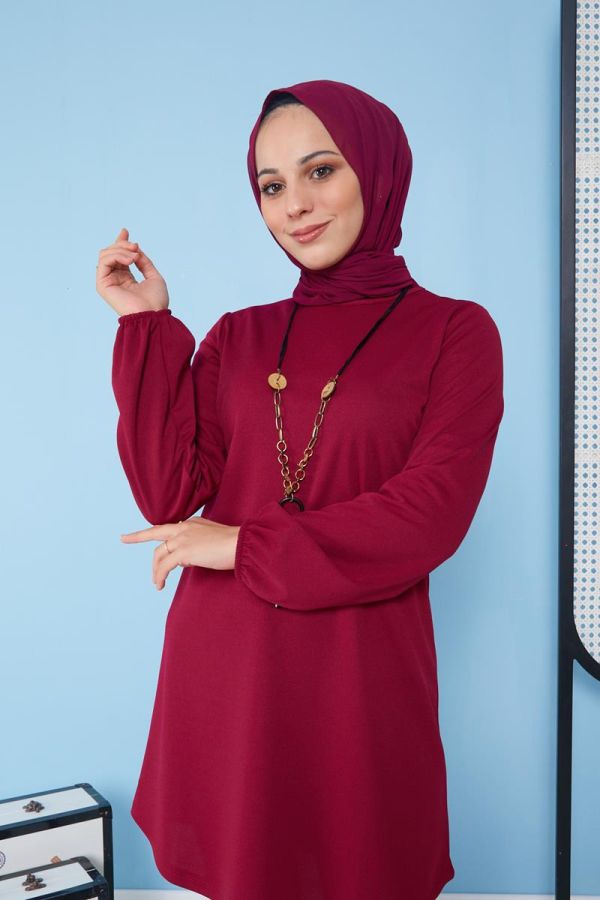 Kolyeli Tunik-3103 Mürdüm